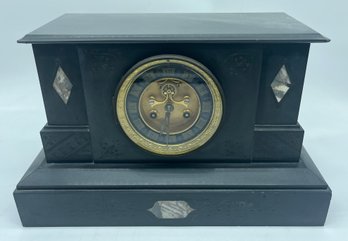 Vintage Slate Mantle Clock - Key Not Included