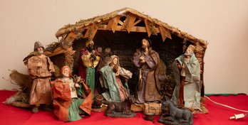 Wood Crche And Accessory Set - Nativity Set