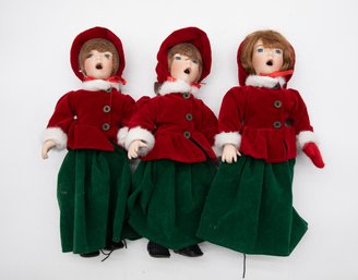 Victorian Christmas Carol Carolers Figurines Porcelain Dolls - 3 Total