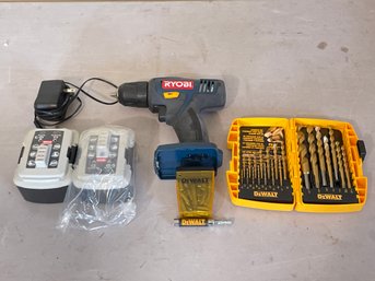 RYOBI 3/8' Drill W/charger & 2 Batteries - Drill Bits Included