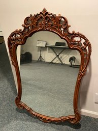 Antique Early 20th Century Carved Mahogany French Country Wall Mirror
