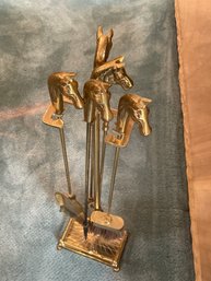Vintage Equestrian Horse Head Fireplace Tool Set - Rare