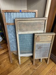 Vintage Old Antique Wood Wooden Metal Washboard Clothes Board Washer - Set Of 3 - Columbus Wash Board