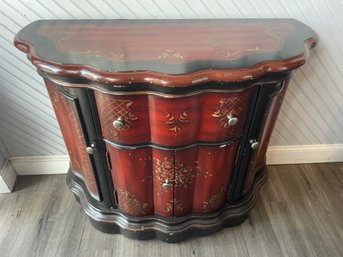Beautiful Vintage Hand Painted Wooden Oriental Cabinet