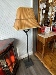 Charming Metal Floor Lamp W/ Bamboo Shade