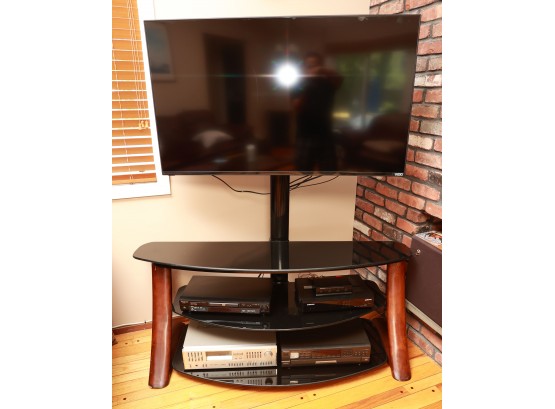 Triple Play TV Stand, 3 Shelf Television Stand - Wood & Glass - TV & Electronics NOT Included