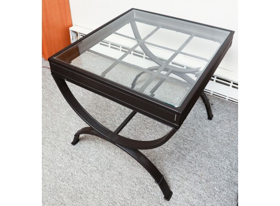 Bob's Furniture - Pair Of Glass And Metal End Tables