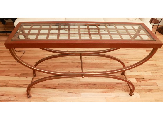 Sofa Table, Console Table, Entryway Table, Modern Industrial, Glass Top