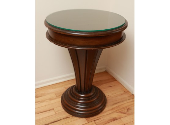 Pedestaled Accent Table - Wood - GLASS NOT INCLUDED