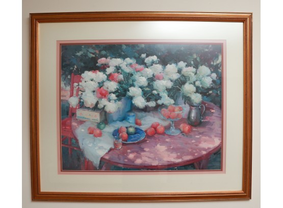 Lovely Framed And Matted Floral Painting  - Large