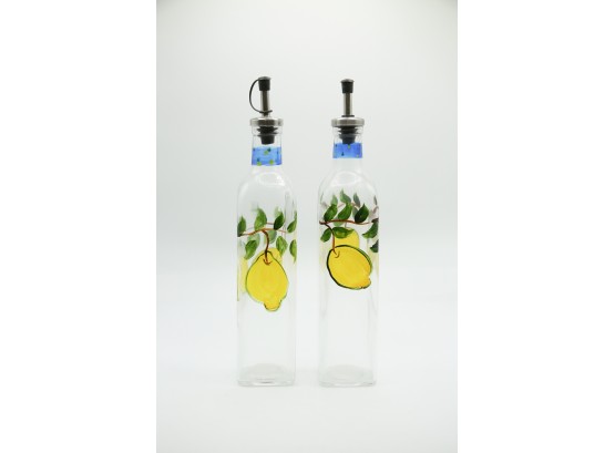 Beautiful Hand Painted Oil And Vinegar Bottles