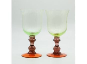Anthropologie Glass Galleria Wine Goblets - Pair