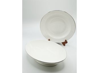 Wedgwood English Lace Oval Platter & Rim Soup Bowl