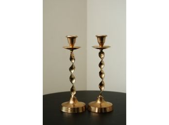 Brass Candle Stick Holders - Twisted Design