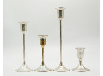 Silver Plated Candle Stick Holders Set Of 4