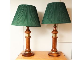 Vintage Table Lamps, Wood, Tested,