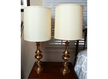 Lot Of 2 Large Brass Table Lamps -both Tested
