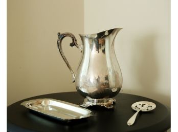 Rogers & Son Silver Plated  Pitcher  International Silver Company Spoon & Tray