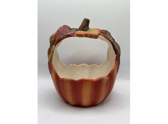 Ceramic Pumpkin Basket - Home Decor - Autumn Decor - Thanksgiving Decor
