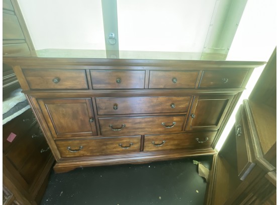 Mid Century Wooden Dresser W/ 8 Drawers & 2 Cabinets
