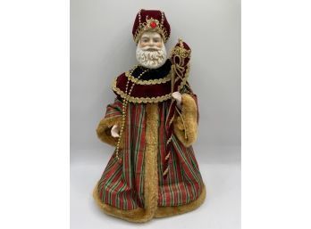 St. Nick Tree Topper, Vintage, Ceramic Face And Hands