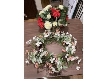Christmas Decor, Wreath & Faux Floral Arrangement, Holiday Decor