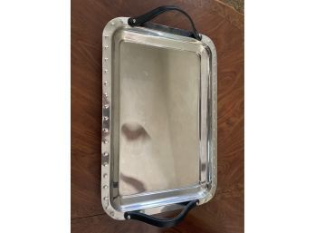 Stainless Steel Multi Use Serving Tray W/Leather Handles