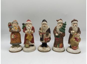 Classic England Santa Claus 1905 Style Bisque Christmas Tree Ornaments - Lot Of 5