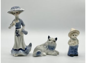 Porcelain Hand-painted Figurines (Lot Of 3) (Matching Items Are Paired With Different Lots)