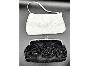 Handbags, Beltiscool Gathered & Rose Trim Evening Bag & Religious  White Satin Handbag
