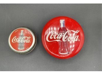 1996 Coca-Cola And Coke Brand Tins, Tin Containers, Coca-cola Memorabilia, Collectibles  (Lot Of 2)