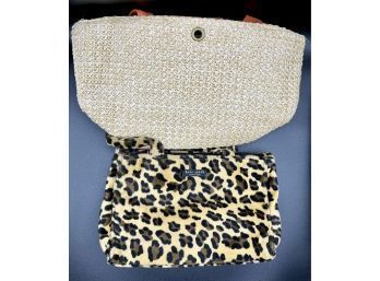 Purses, Kate Spade Brett Leopard Print Handbag, Gianni Crochet Jute Bag (Lot 2)