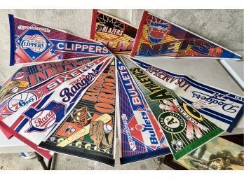 1990s Sports Flag Memorabilia (lot Of 10)
