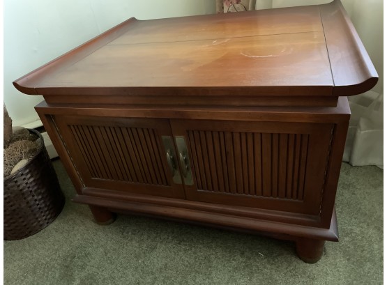 Mid Century Willett Solid Cherry Side End Table, TV Console Cabinet Ming Asian - Set Of 2