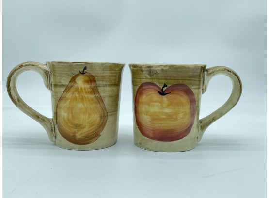Large Hand Painted Coffee Mugs - Fruit Motif