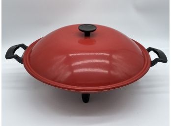Vintage West Bend Wok Red Sensa Temp Electric Stir Fry Pan Large