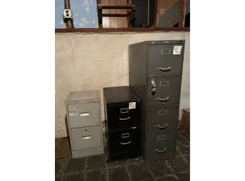 Metal File Cabinets  - Lot Of 3 - No Keys