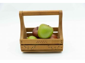 Countertop Kitchen Decor, Wooden Basket W/ Wooden Fruit, Home Decor, Faux Wooden Fruit