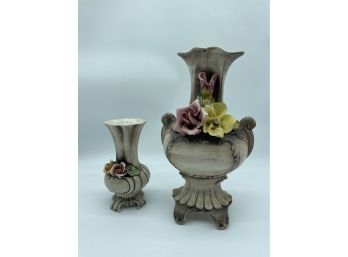 Vintage Capodimonte Majolica Vases - Lot Of 2