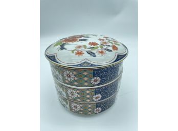 Vintage Jubakos Imari Japanese Stacking Set - Set Of 3 Porcelain Serving Bowls, Floral Pattern