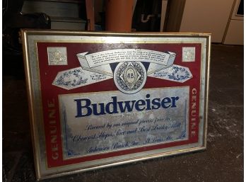 Budweiser Framed Mirror Genuine King Of Beers Anheiser-Busch
