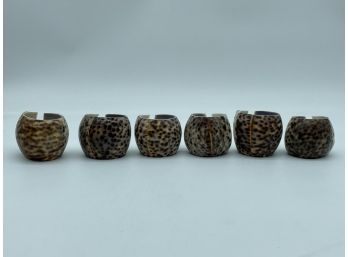 Tiger Cowrie Sea Shell Napkin Ring Holders Set Of 6