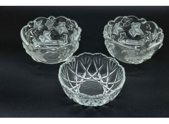 Lot Of 3 Charming Glass Candy Dishes