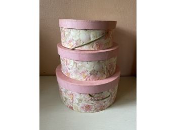 3-Piece Hat Box Set - Floral Pattern