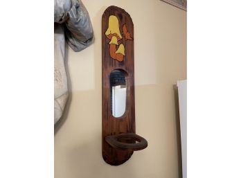 Retro Wooden Mirror W/ Mushrooms And Butterfly