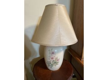 Pair Of Porcelain Table Lamps, Floral Design, Tested