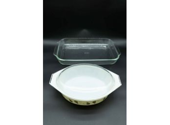 Pyrex Golden Hearts Ovenware - Promotional Dish W/ Glass Lid - Pyrex Tray