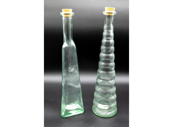 Glass Bottles W/ Cork, Ribbed Glass Bottle W/ Cork
