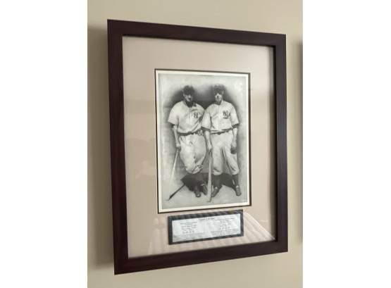 LOU GEHRIG & JOE DiMAGGIO 'LEGENDS OF THE GAME' Wooden FRAMED MLB Art, Yankees
