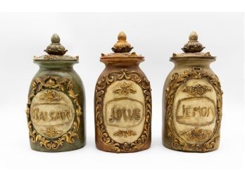Set Of Decorative Canisters - Lemon, Lotus, Balsam, Home Decor